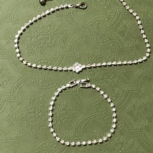Necklace and Bracelet Set - rhinestones and silver tone